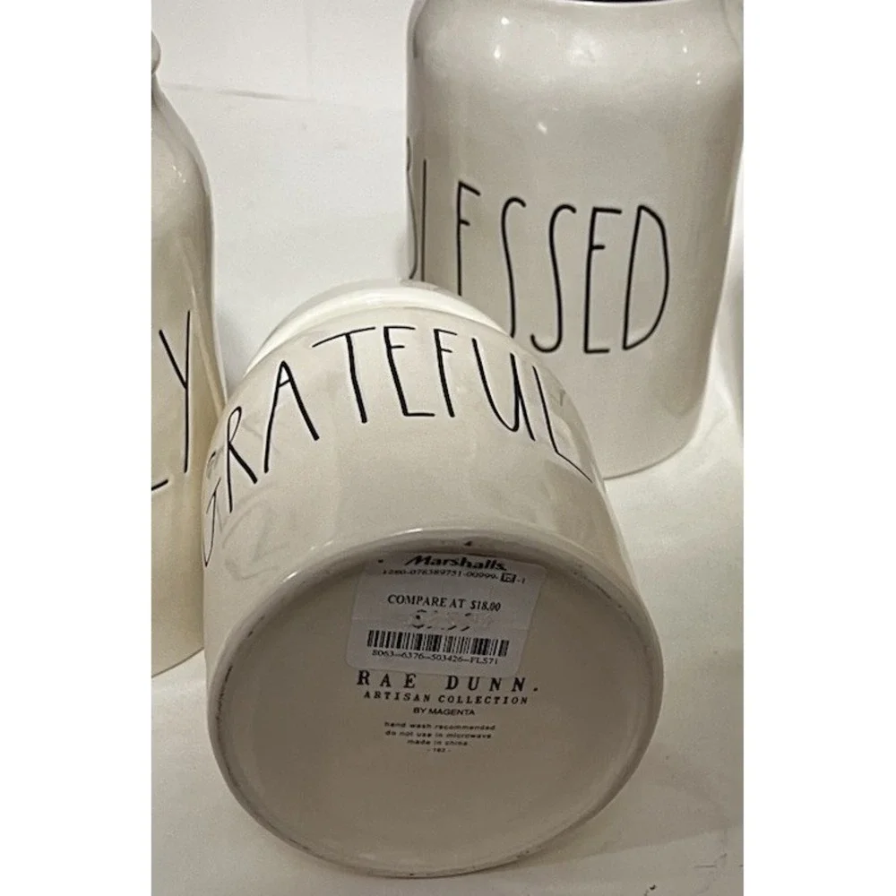 Rae Dunn 2018 OG Feast Gather Grateful Family Thankful Blessed Canisters HTF